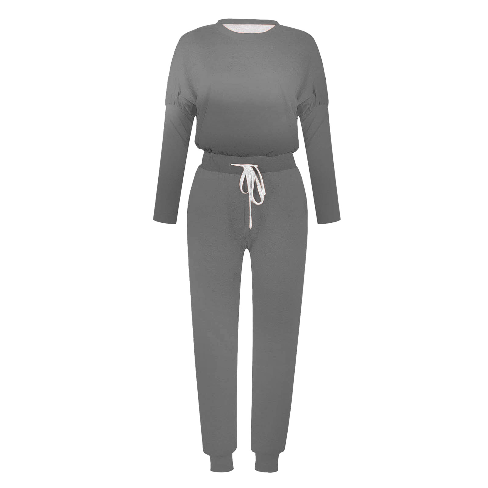thumbnail image 4 of Conjunto de jogging de 2 piezas para mujer: camiseta de manga larga y pantalones de chándal con cordón. Conjunto informal de poliéster para todas las estaciones., 4 of 4